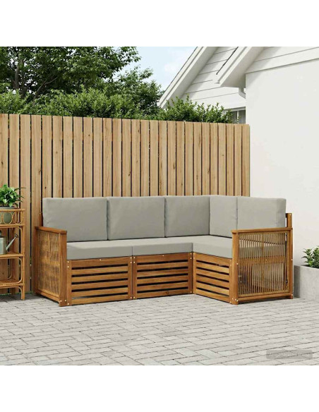 Set divani con cuscino 4 pcs Legno di Acacia Massello