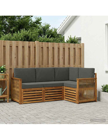Set divani con cuscino 4 pcs Legno di Acacia Massello