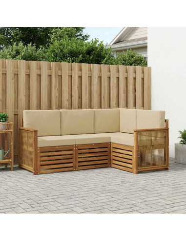 Set divani con cuscino 4 pcs Legno di Acacia Massello