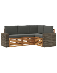 Set divani con cuscino 4 pcs Legno di Acacia Massello 2