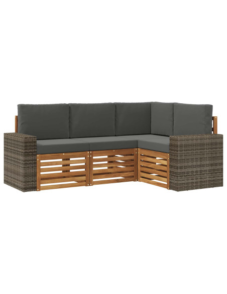 Set divani con cuscino 4 pcs Legno di Acacia Massello
