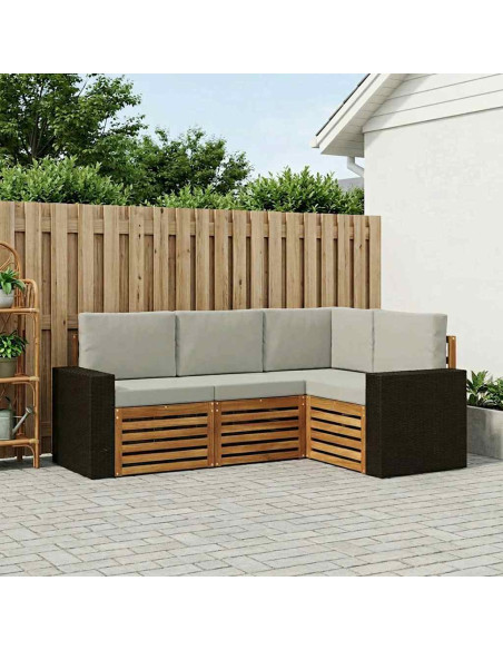 Set divani con cuscino 4 pcs Legno di Acacia Massello