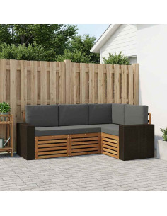 Set divani con cuscino 4 pcs Legno di Acacia Massello