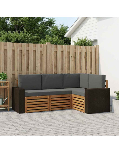 Set divani con cuscino 4 pcs Legno di Acacia Massello