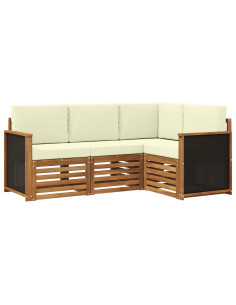 Set divani con cuscino 4 pcs Legno di Acacia Massello 2