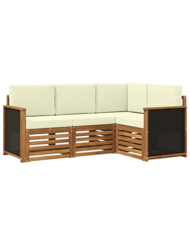 Set divani con cuscino 4 pcs Legno di Acacia Massello