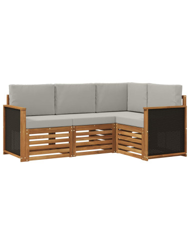 Set divani con cuscino 4 pcs Legno di Acacia Massello