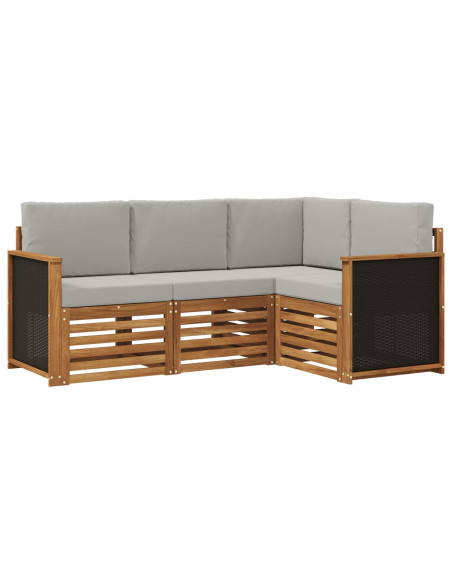 Set divani con cuscino 4 pcs Legno di Acacia Massello
