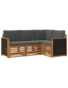 Set divani con cuscino 4 pcs Legno di Acacia Massello 2