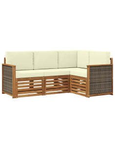 Set divani con cuscino 4 pcs Legno di Acacia Massello 2