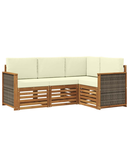 Set divani con cuscino 4 pcs Legno di Acacia Massello