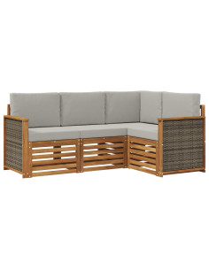 Set divani con cuscino 4 pcs Legno di Acacia Massello 2
