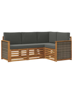 Set divani con cuscino 4 pcs Legno di Acacia Massello 2