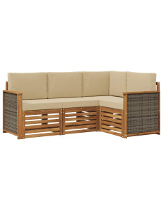 Set divani con cuscino 4 pcs Legno di Acacia Massello 2