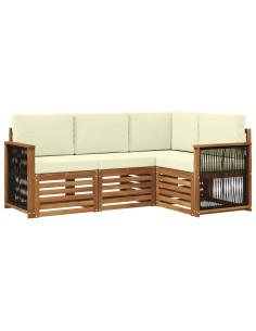 Set divani con cuscino 4 pcs Legno di Acacia Massello 2