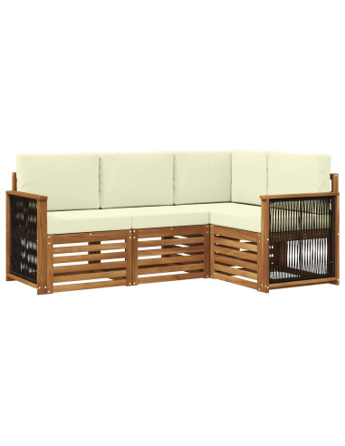 Set divani con cuscino 4 pcs Legno di Acacia Massello