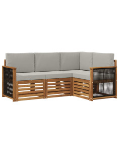 Set divani con cuscino 4 pcs Legno di Acacia Massello 2