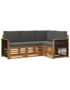 Set divani con cuscino 4 pcs Legno di Acacia Massello 2