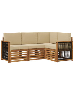 Set divani con cuscino 4 pcs Legno di Acacia Massello 2