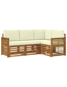 Set divani con cuscino 4 pcs Legno di Acacia Massello 2