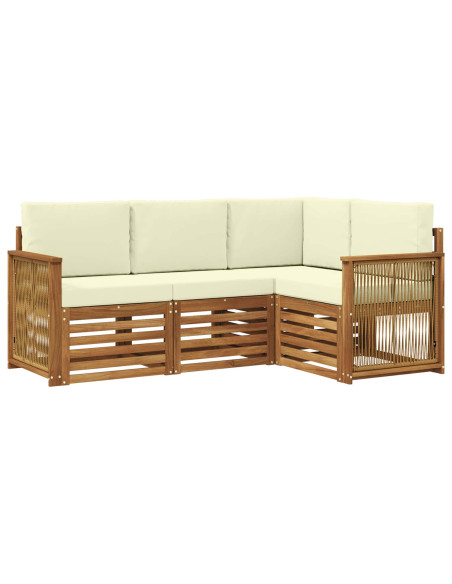 Set divani con cuscino 4 pcs Legno di Acacia Massello