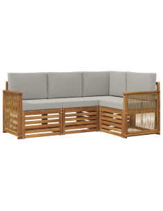 Set divani con cuscino 4 pcs Legno di Acacia Massello 2