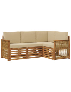 Set divani con cuscino 4 pcs Legno di Acacia Massello 2