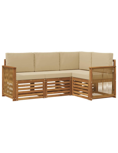 Set divani con cuscino 4 pcs Legno di Acacia Massello