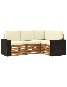 Set divani con cuscino 4 pcs Legno di Acacia Massello 2