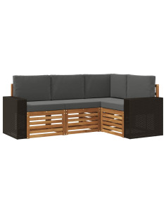 Set divani con cuscino 4 pcs Legno di Acacia Massello 2