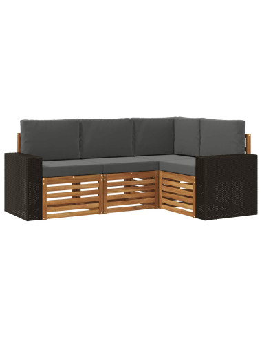 Set divani con cuscino 4 pcs Legno di Acacia Massello