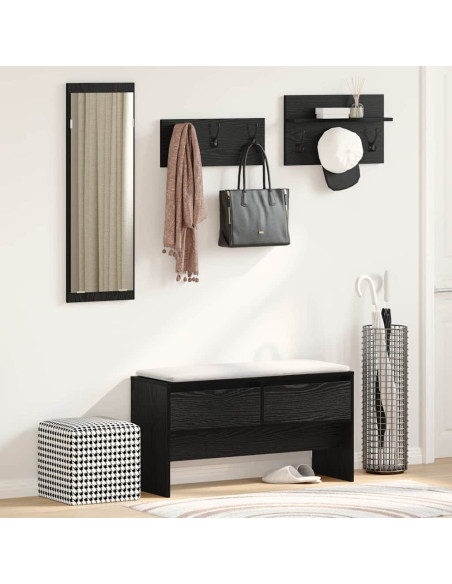 Set mobili da ingresso 4 pcs Rovere Nero Legno multistrato