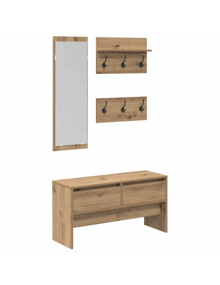 Set mobili da ingresso con cassetto 4 pcs Rovere Artigianale