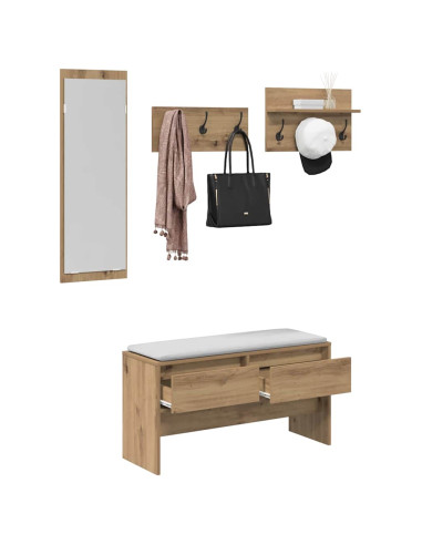Set mobili da ingresso con cassetto 4 pcs Rovere Artigianale