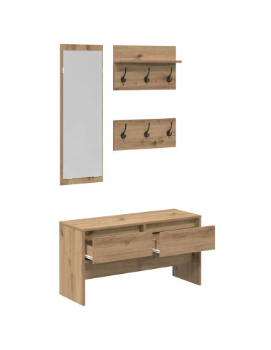 Set mobili da ingresso con cassetto 4 pcs Rovere Artigianale
