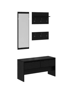 Set mobili da ingresso 4 pcs Rovere Nero Legno multistrato 2
