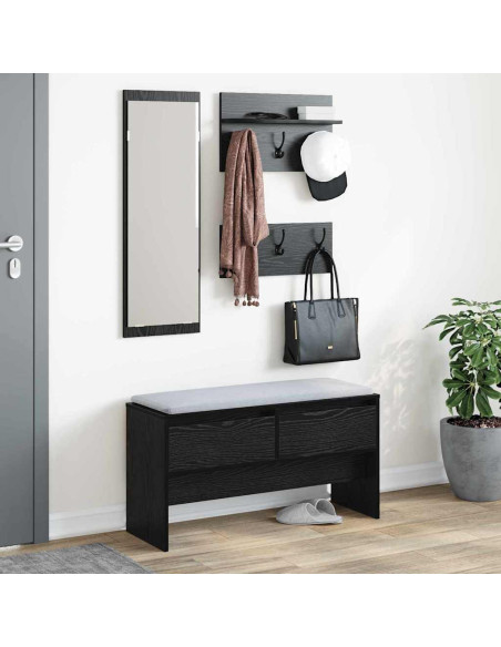 Set mobili da ingresso 4 pcs Rovere Nero Legno multistrato
