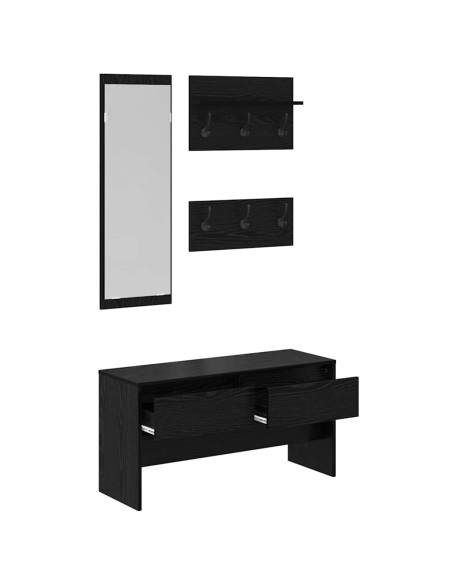 Set mobili da ingresso 4 pcs Rovere Nero Legno multistrato