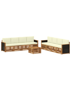 Set divani con cuscino 9 pcs Legno di Acacia Massello