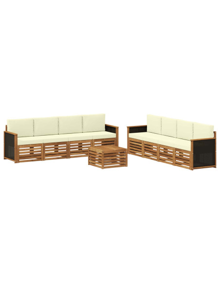 Set divani con cuscino 9 pcs Legno di Acacia Massello