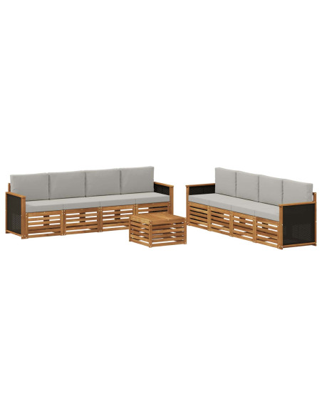 Set divani con cuscino 9 pcs Legno di Acacia Massello