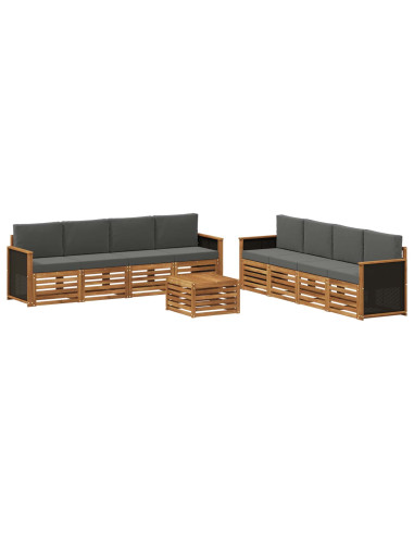 Set divani con cuscino 9 pcs Legno di Acacia Massello