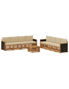 Set divani con cuscino 9 pcs Legno di Acacia Massello