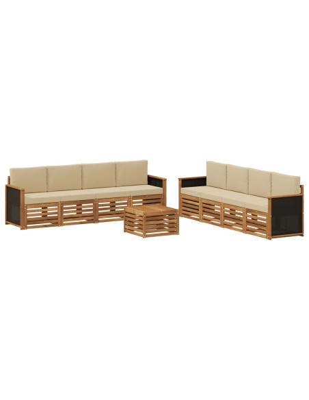 Set divani con cuscino 9 pcs Legno di Acacia Massello