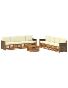 Set divani con cuscino 9 pcs Legno di Acacia Massello