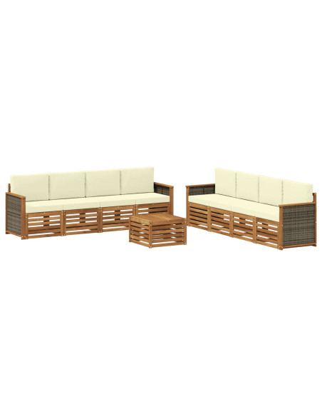 Set divani con cuscino 9 pcs Legno di Acacia Massello