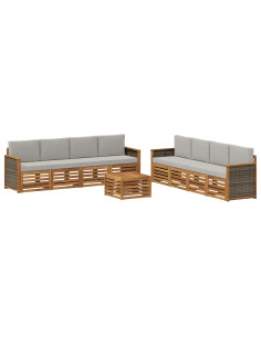 Set divani con cuscino 9 pcs Legno di Acacia Massello