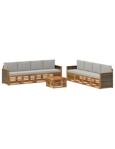 Set divani con cuscino 9 pcs Legno di Acacia Massello