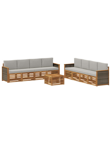 Set divani con cuscino 9 pcs Legno di Acacia Massello