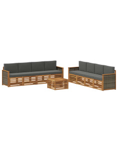 Set divani con cuscino 9 pcs Legno di Acacia Massello